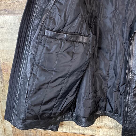 Michael Kors Black Genuine Leather Insulated Bomber Jacket Size Medium - Picture 6 of 12